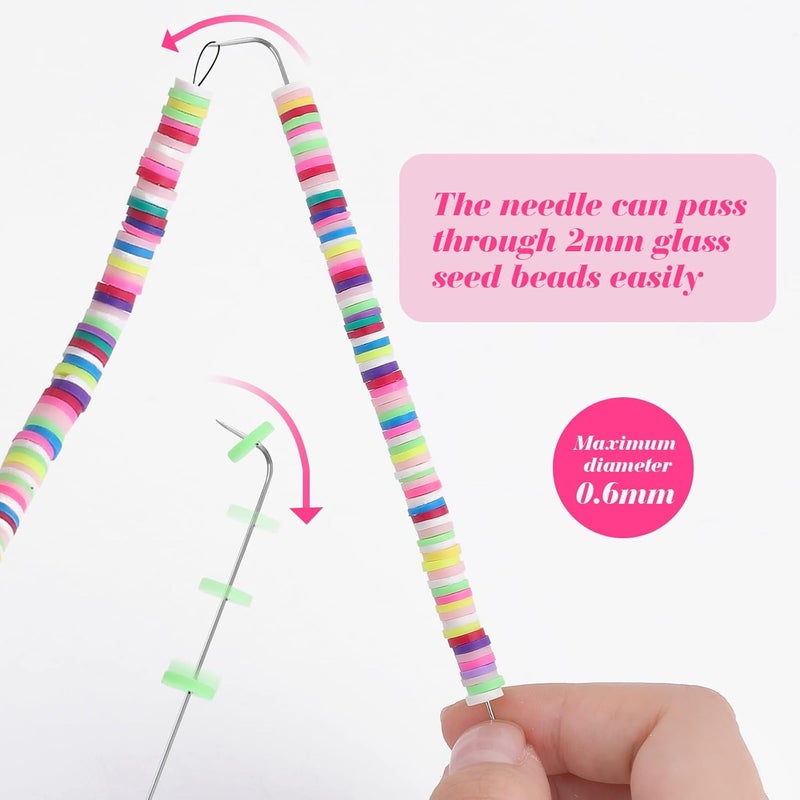 Aster 6 PCS Large Eye Curved Beading Needles with 1pc Bead Needle Threader, 5.3 Inch Flexible Beading Needle for Bead Spinner, Bead Needles for DIY Beading Jewelry Making Crafts - Image 5